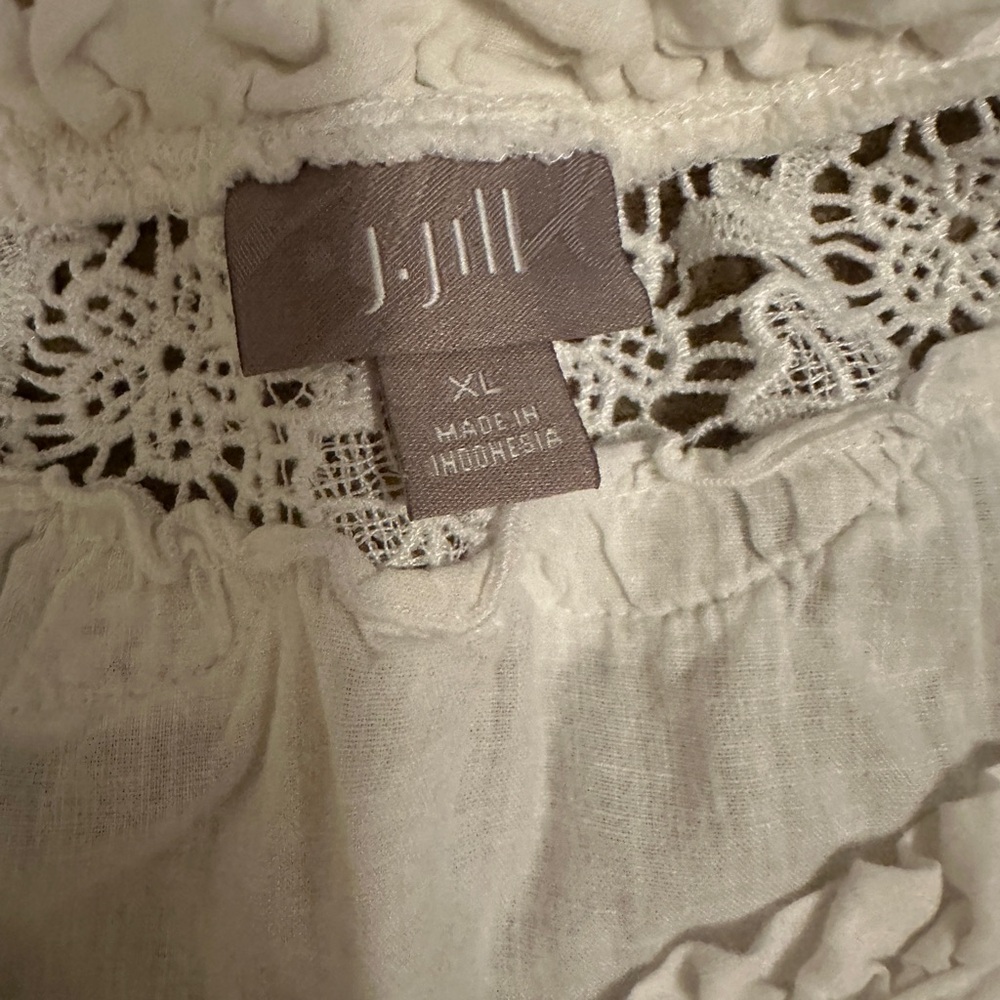 J. Jill Boho Lace-Trim Cream Peasant Top - Picture 8 of 8